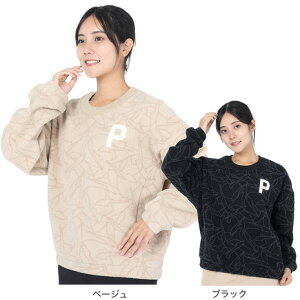 プーマ（PUMA）（レディース）ゴルフウェア Pロゴ モノグラムプリント フリース プルオーバー 624884