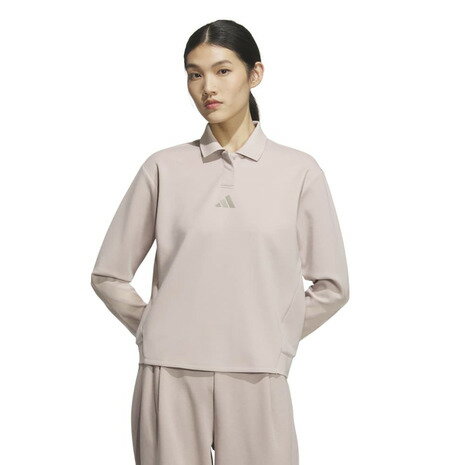 アディダス（adidas）（レディース）ゴルフウェア ストレッチ ポロシャツ 長袖 JWJ89-JM9608 BEG