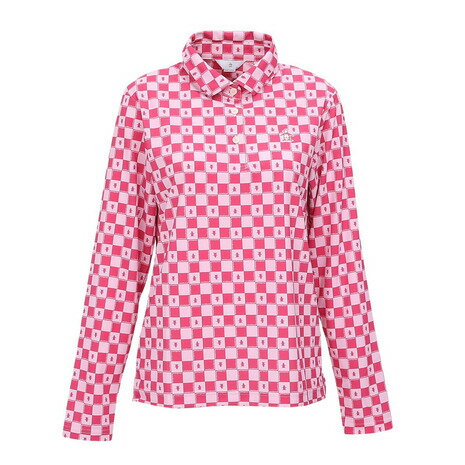 マンシング（MUNSING）（レディース）ゴルフウェア 吸汗速乾 ブロックチェック柄プリント 長袖ポロシャツ MG5FLS81L PK00