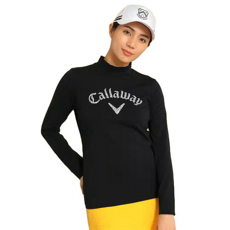 キャロウェイ（CALLAWAY）（レディース）ゴルフウェア 天竺長袖モックネックロゴプリントシャツ C23233201-1010