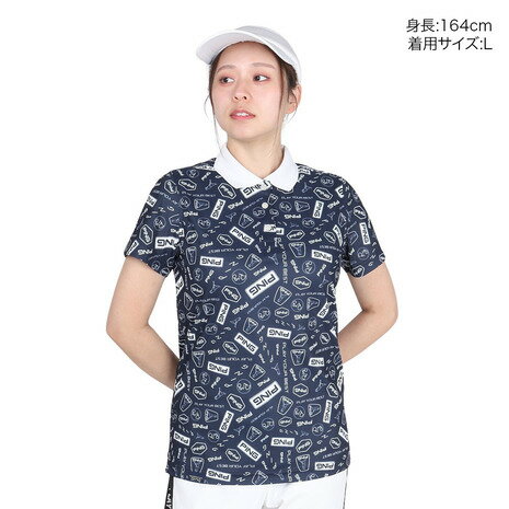 【最大1万Pバック エントリー＆抽選 11/18限定】ピン（PING）（レディース）ゴルフウェア 総柄プリント 半袖ポロシャツ 622-5160208