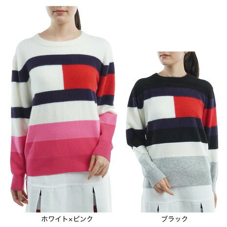 【1,500円OFFクーポン 6/5限定 2万円以上購入】トミーヒルフィガー（TOMMY HILFIGER）（レディース）ゴルフウェア フラッグボーダークルーネックニット THLA282