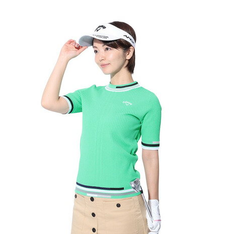 【6万円以上6,000円OFFクーポン 4/24 20時から28h限定】キャロウェイ（CALLAWAY）（レディース）ゴルフウェア 半袖モックネックニット C24119203-1130