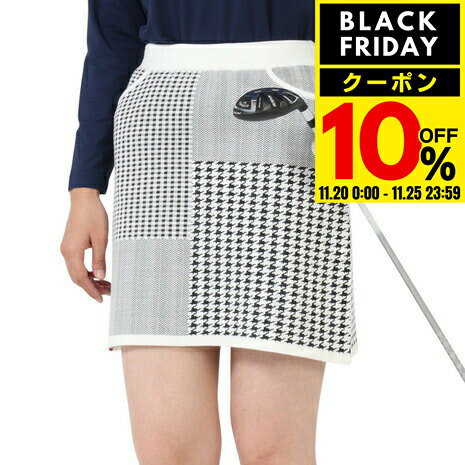 【10％クーポン！11/20～11/25】アドミラル ゴルフ（Admiral GOLF）（レディース）ゴルフウェア 保温 パターンミックス ニットスカート ADLA473-WHT