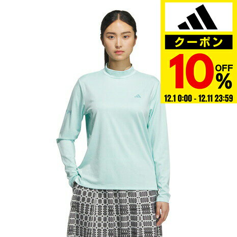 【10％クーポン！12/11 01:59まで】アディダス（adidas）（レディース）ゴルフウェア ジャカード モックネック長袖ポロシャツ JWJ97-JM7171 LBLU