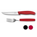 【商品レビューで300円OFFクーポン】ビクトリノックス 公式 VICTORINOX ステーキ&ピッツァナイフ フォークセット 全2色 レッド ブラック スイスクラシック【正規品】ステーキナイフ テーブルナイフ カトラリーセット 包丁 小型 よく切れる キャンプ 用品 調理 食洗機対応