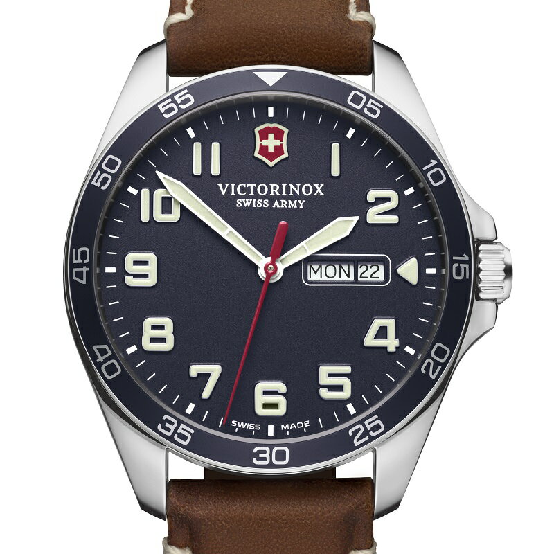 楽天ビクトリノックス公式　楽天市場店【公式】ビクトリノックス VICTORINOX FIELDFORCE フィールドフォース（ブルー） レザーストラップ （ブラウン）【日本正規品 保証書付】 241848 腕時計 メンズ 時計 メンズ ブランド 防水 おしゃれ 20代 30代 40代 50代 60代 革ベルト 茶 70代 青