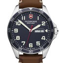 ビクトリノックス 腕時計（メンズ） 【公式】ビクトリノックス VICTORINOX FIELDFORCE フィールドフォース(ブルー) レザーストラップ (ブラウン)【日本正規品 保証書付】 241848 腕時計 メンズ 時計 メンズ ブランド 防水 おしゃれ 20代 30代 40代 50代 60代 革ベルト 茶 70代 青