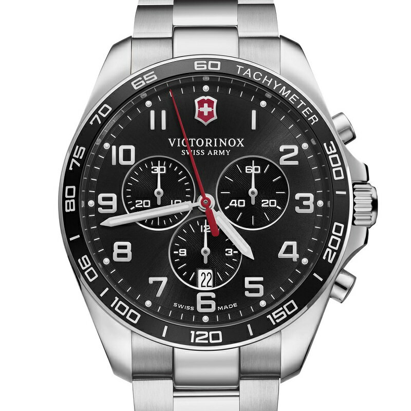 ビクトリノックス 腕時計（メンズ） 【公式限定レビュー特典あり】ビクトリノックス VICTORINOX フィールドフォース クラシッククロノ ブラック【正規品 5年保証】時計 腕時計 メンズ ブランド 防水 おしゃれ クロノグラフ ビジネス スーツ 仕事用 就活 黒 人気 スイス製 メタルバンド 241899 fieldforce