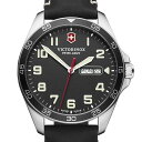 ビクトリノックス 腕時計（メンズ） 【公式】ビクトリノックス VICTORINOX FIELDFORCE フィールドフォース(ブラック) レザーストラップ【日本正規品 保証書付】241846 時計 腕時計 メンズ 防水 黒 革ベルト 男性用 おしゃれ ビジネス 大学生 仕事 スーツ 社会人 ウォッチ スイス製 ギフト 贈り物 プレゼント