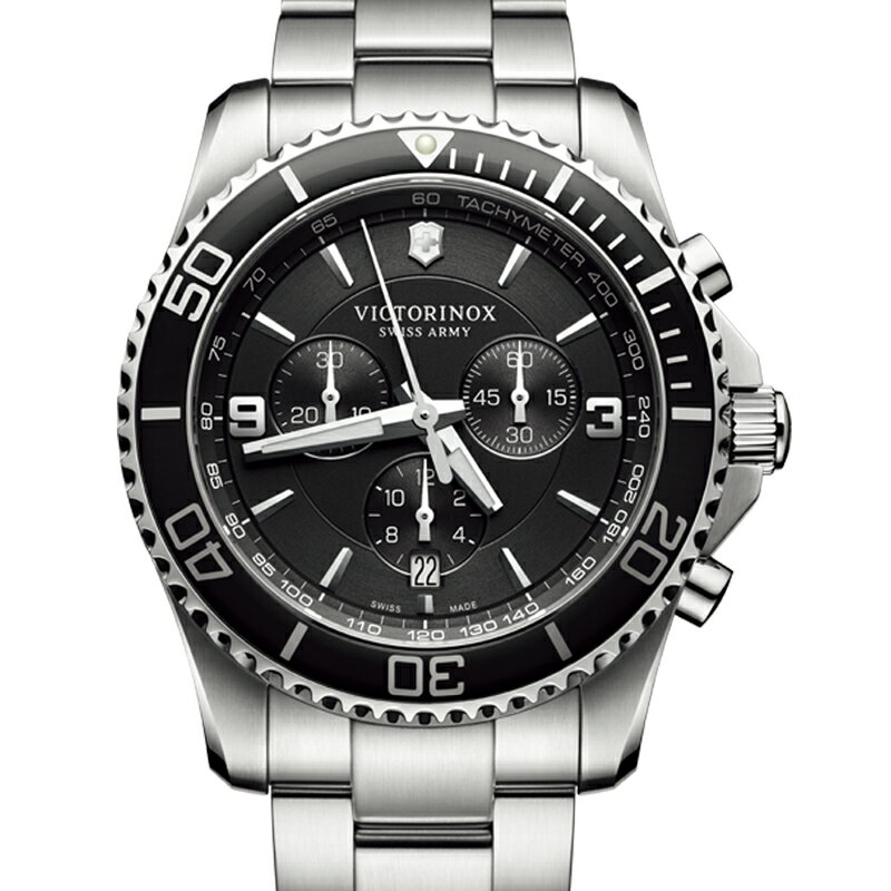 ビクトリノックス 腕時計（メンズ） 【公式】ビクトリノックス VICTORINOX MAVERICK CHRONOGRAPH マーベリック クロノグラフ 【日本正規品 保証書付】 時計 腕時計 メンズ 防水 241695 クォーツクロノグラフ ステンレススチールブレスレット ブラック