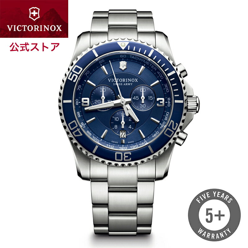 ビクトリノックス 腕時計（メンズ） 【公式】ビクトリノックス VICTORINOX MAVERICK CHRONOGRAPH マーベリック クロノグラフ 【日本正規品 保証書付】 時計 腕時計 メンズ 防水 241689 青 クォーツクロノグラフ ステンレススチールブレスレット ブルー