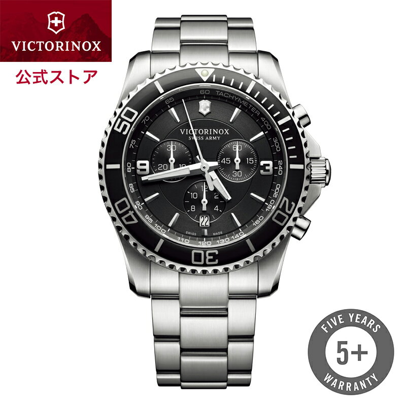 ビクトリノックス 腕時計（メンズ） 【公式】ビクトリノックス VICTORINOX MAVERICK CHRONOGRAPH マーベリック クロノグラフ 【日本正規品 保証書付】 時計 腕時計 メンズ 防水 241695 クォーツクロノグラフ ステンレススチールブレスレット ブラック