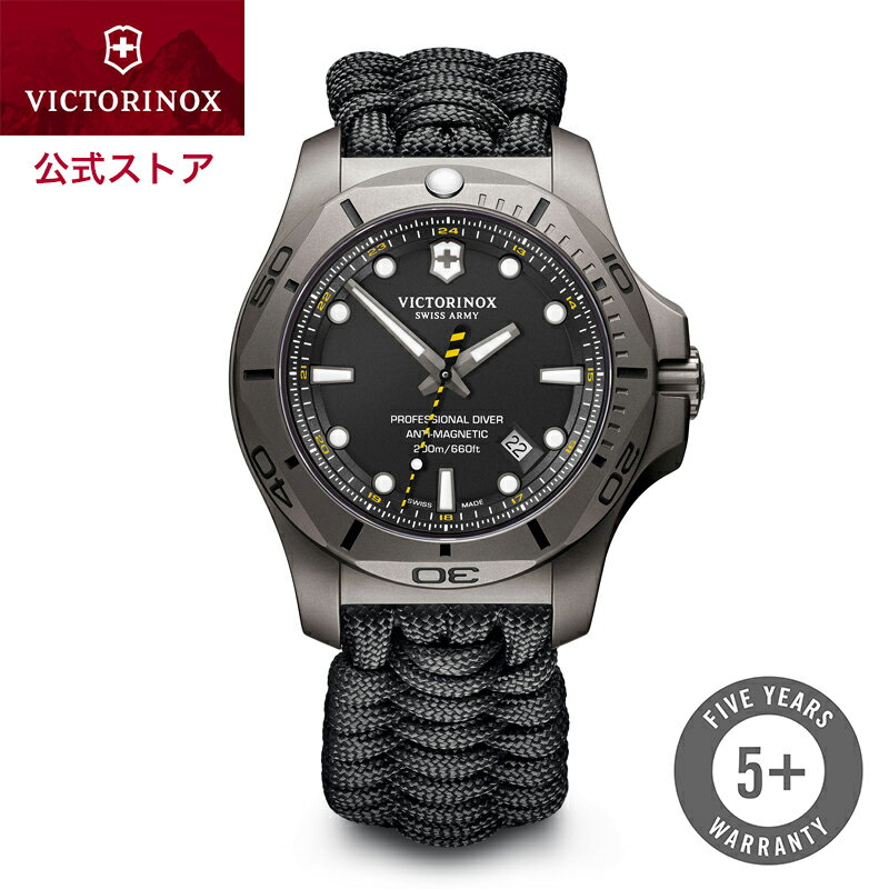 ビクトリノックス 腕時計（メンズ） ビクトリノックス 公式 VICTORINOX 時計 イノックス I.N.O.X. プロフェッショナルダイバー タイタニウム ブラック 241812.2【正規品 5年保証】腕時計 メンズ 防水 メンズ腕時計 男性 ダイバーズウォッチ ダイバーウォッチ おしゃれ 人気 黒 チタン パラコード ラバー ベルト