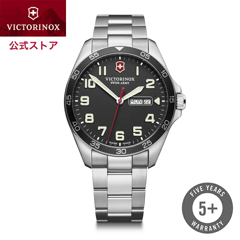 ビクトリノックス 腕時計（メンズ） 【公式】ビクトリノックス VICTORINOX FIELDFORCE フィールドフォース(ブラック)ステンレススチール ブレスレット【日本正規品 保証書付】241849　時計 腕時計 メンズ 防水 ウォッチ　スイス製