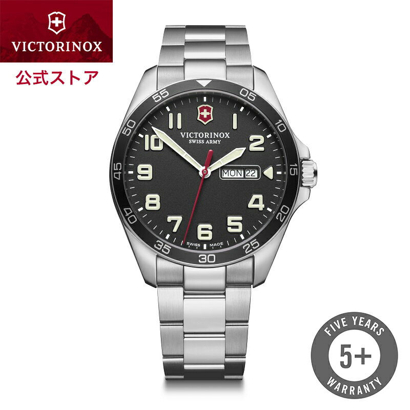 ビクトリノックス VICTORINOX 公式 FIELDFORCE フィールドフォース (ブラック) ステンレススチール ブレスレット【正規品 5年保証】時計 腕時計 メンズ 防水 黒 メタル バンド メンズウォッチ スイス製 ギフト プレゼント 男性 241849