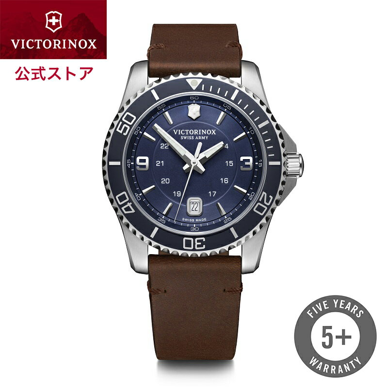 【公式】ビクトリノックス VICTORINOX Maverick マーベック (ブルー)【日本正規品 保証書付】241863 レザー (ブラウン) 時計 腕時計 メンズ 男性 防水 青 ネイビー 革ベルト 茶 ビジネス スーツ ブランド 人気 おしゃれ ウォッチ