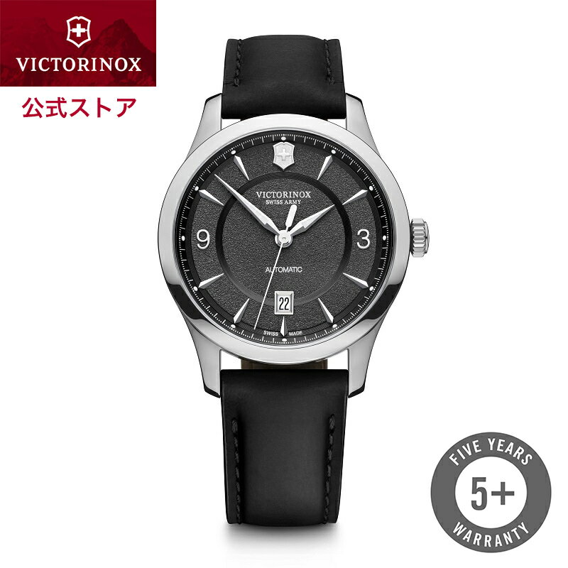 ビクトリノックス 時計 VICTORINOX 公式 Alliance アライアンス メカニカル ブラック 【正規品 5年保証】腕時計 メンズ 防水 おしゃれ ブランド メンズ腕時計 大学生 社会人 ビジネス 仕事 スーツ 定番 就活 機械式 自動巻き プレゼント お祝い 革ベルト 黒 レザー 241869