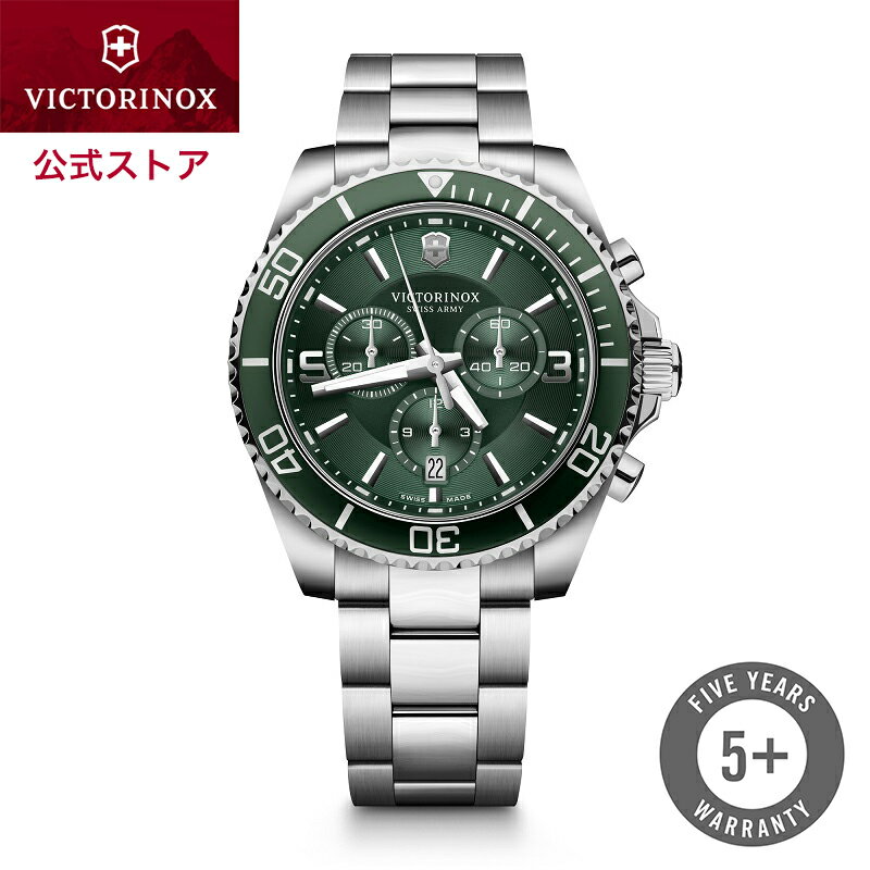 ビクトリノックス 腕時計（メンズ） 【公式】ビクトリノックス VICTORINOX MAVERICK マーベリック クロノグラフ (グリーン) 241946 ステンレススチール ブレスレット【日本正規品 保証書付】 時計 メンズ 腕時計 メンズ 防水 メタル ベルト ビジネス 仕事 スーツ フォーマル 就活 リクルート 社会人