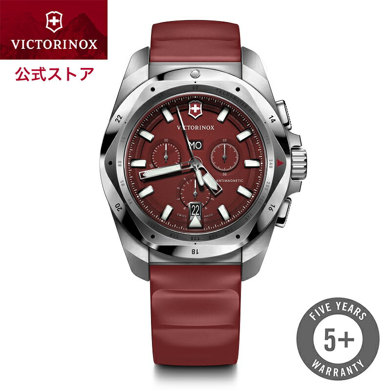 【公式限定レビュー特典】ビクトリノックス VICTORINOX 公式 I.N.O.X. イノックスクロノ レッド 241986【正規品 5年保証】腕時計 メンズ 文字 盤 赤 クロノグラフ クオーツ 時計 防水 ブランド おしゃれ 人気 ラバー 50代 40代 30代 20代 60代 記念品 プレゼント 誕生日 還暦