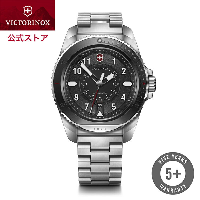 ビクトリノックス 腕時計（メンズ） 【公式限定レビュー特典】ビクトリノックス 公式 VICTORINOX ジャーニー JOURNEY 1884 ブラック【正規品 5年保証】腕時計 メンズ クォーツ アナログ 時計 防水 かっこいい ブランド おしゃれ 人気 スイス製 ウォッチ メタル シルバー ステンレス ギフト 彼氏 黒 242009 50代