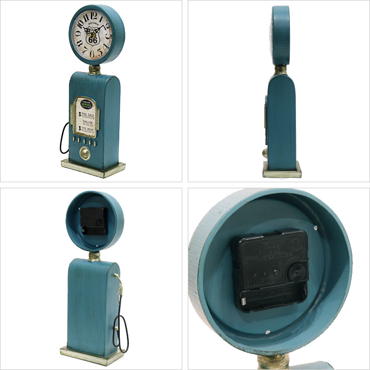 置時計 テーブルクロック ガスポンプ EA180146GAK レトロ 時計 インテリア ガソリンスタンド [2]