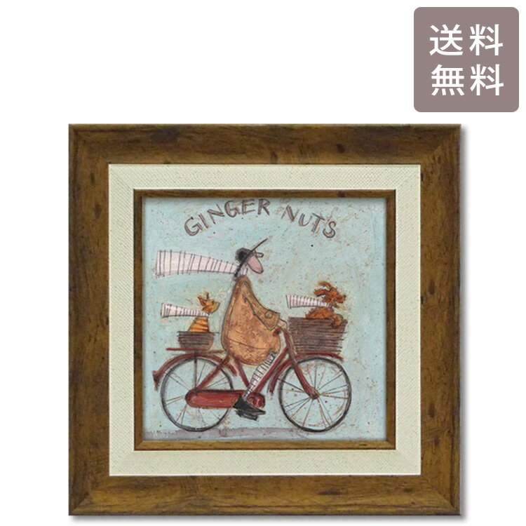 \P2倍+クーポン/ サムトフト ジンジャーナッツ ST-08106 Mサイズ M 送料無料 正方形 スクエア 40×40 ユーパワー アートフレーム 絵 絵画 海外 人 犬 動物 イヌ dog 自転車 サム トフト