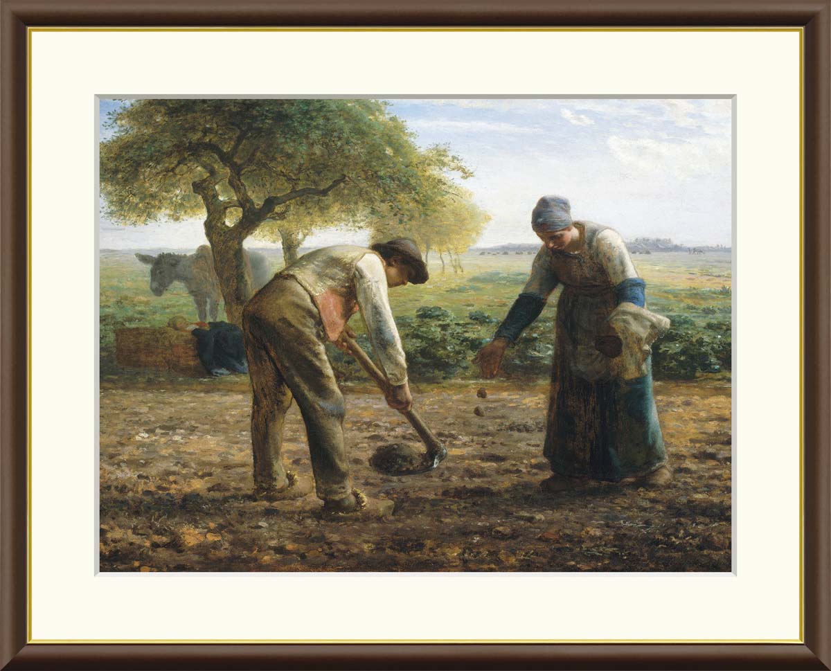 ＼マラソンP2倍＋クーポン／ 絵画 アート フレーム ジャン＝フランソワ・ミレー 馬鈴薯植え 送料無料 J..