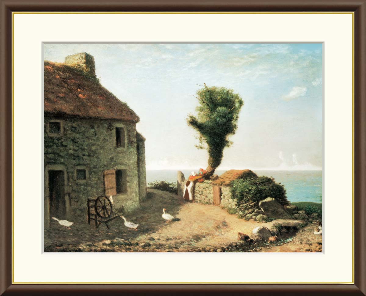 Rakuten - 絵画 アート フレーム ジャン＝フランソワ・ミレー グリュシーの村はずれ 送料無料 J1-019 F8 F6 F4 名画 複製 額 美術印刷 10年間品質保証 高精細 高品質