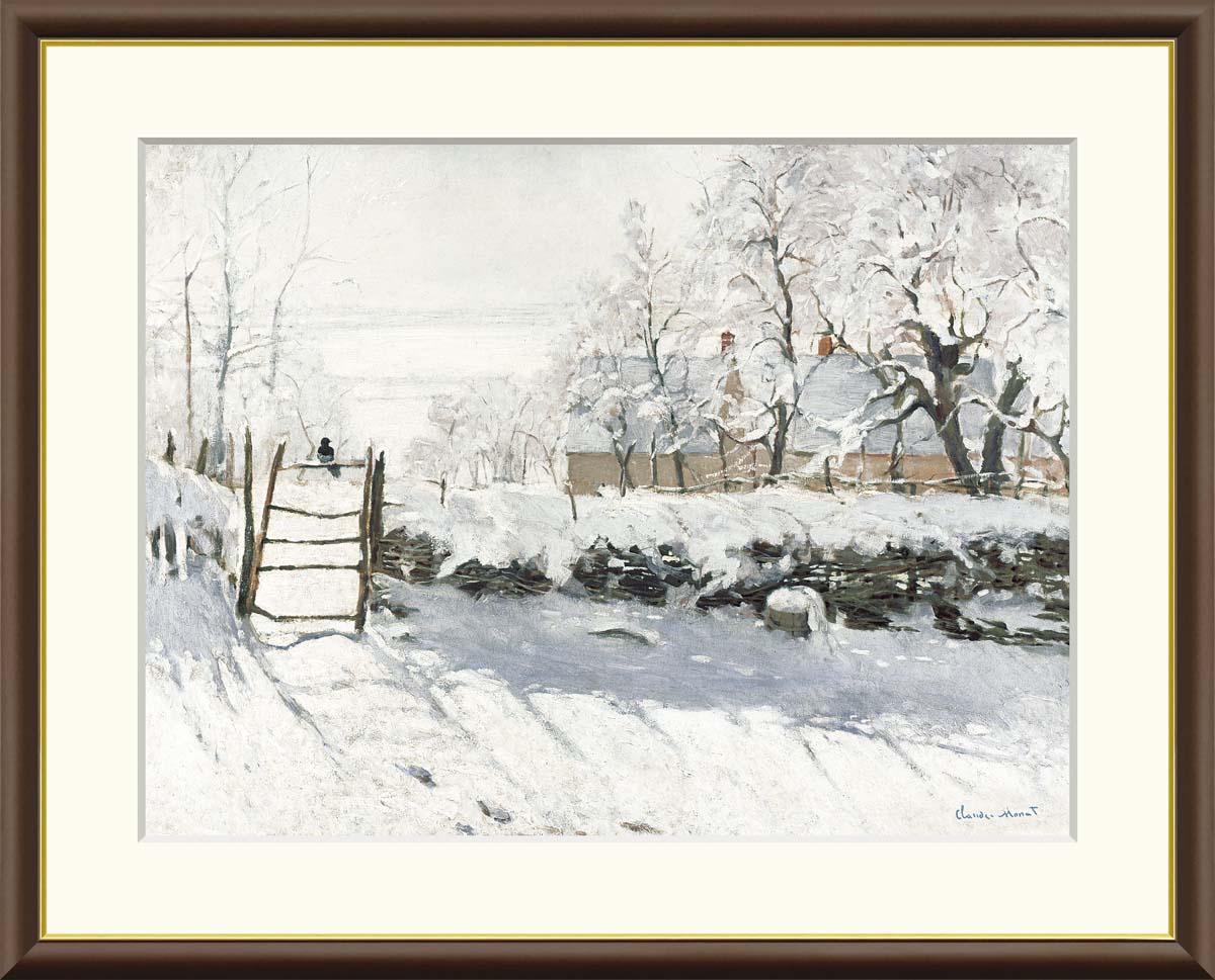 絵画 アート フレーム クロード・モネ カササギ 送料無料 J1-026 F8 F6 F4 名画 複製 額 美術印刷 10年間品質保証 高精細 高品質