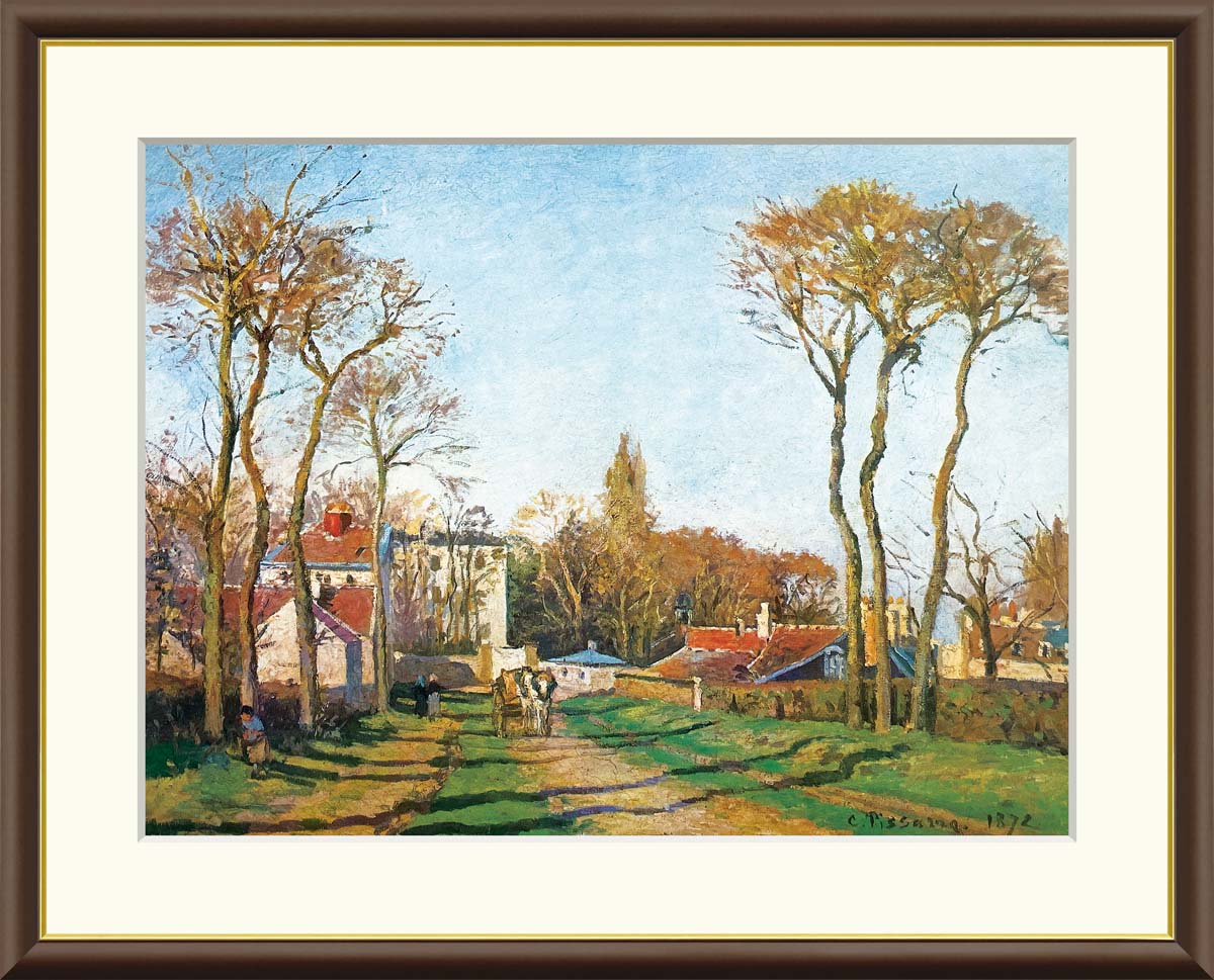 絵画 アート フレーム カミーユ・ピサロ 村の入口 送料無料 J1-082 F8 F6 F4 名画 複製 額 美術印刷 10年間品質保証 高精細 高品質