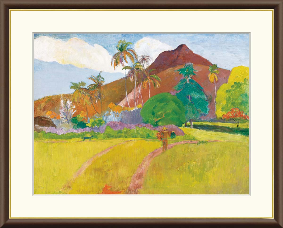 Rakuten - 絵画 アート フレーム ポール・ゴーギャン タヒチの山 送料無料 J1-146 F8 F6 F4 名画 複製 額 美術印刷 10年間品質保証 高精細 高品質