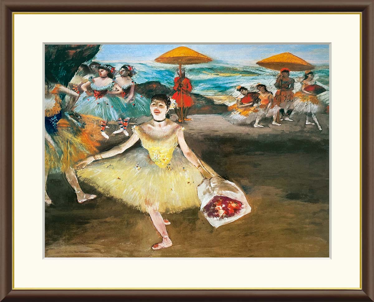 Rakuten - 絵画 アート フレーム エドガー・ドガ 花束を持ち挨拶する踊り子 送料無料 J1-168 F8 F6 F4 名画 複製 額 美術印刷 10年間品質保証 高精細 高品質