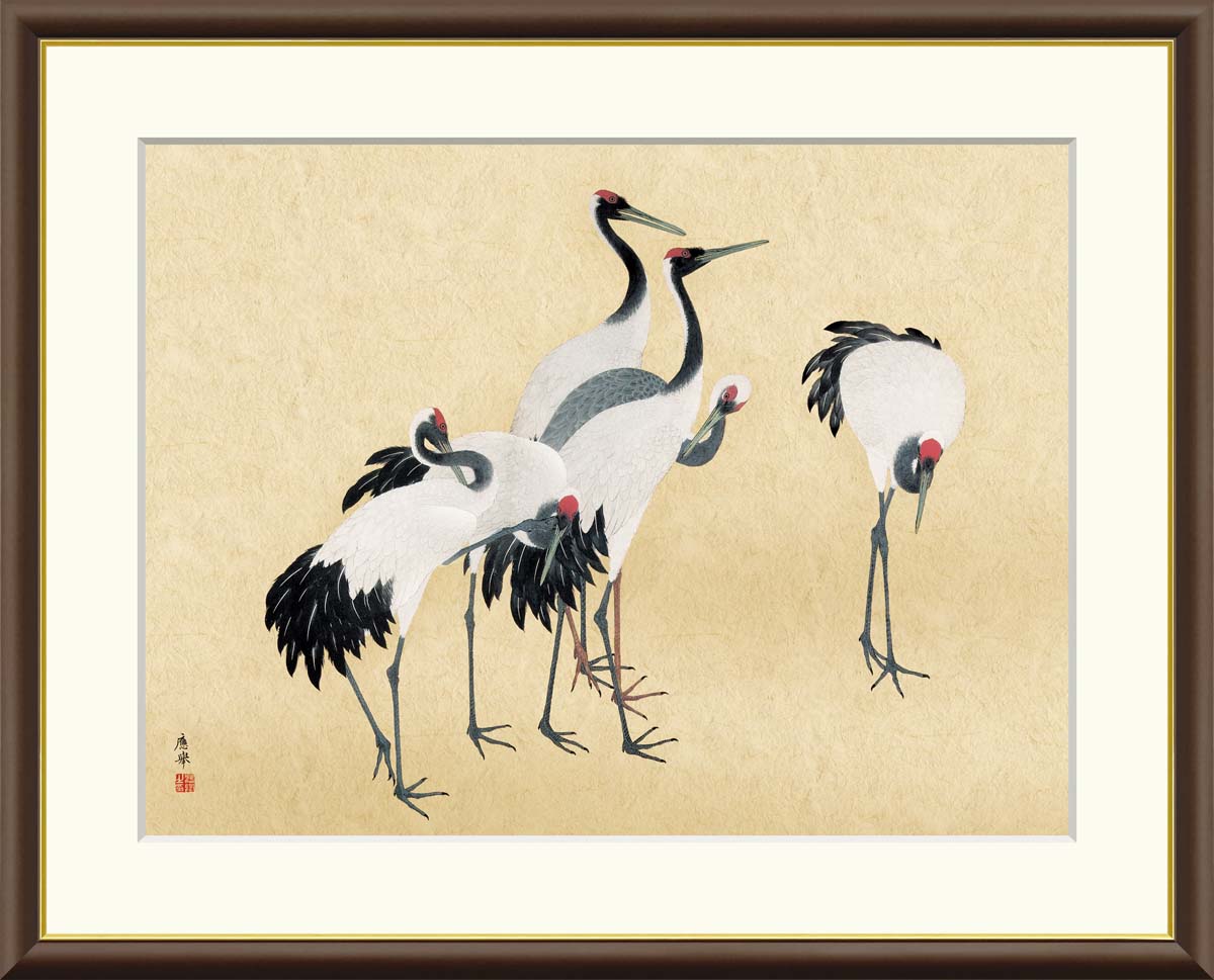 Rakuten - 絵画 アート フレーム 円山応挙 群鶴図 送料無料 J2-100 F8 F6 F4 名画 複製 額 美術印刷 10年間品質保証 高精細 高品質