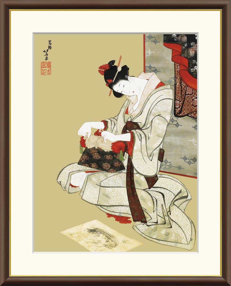 Rakuten - 絵画 アート フレーム 葛飾北斎 新年風俗図：朝化粧 送料無料 J2-138 F8 F6 F4 名画 複製 額 美術印刷 10年間品質保証 高精細 高品質