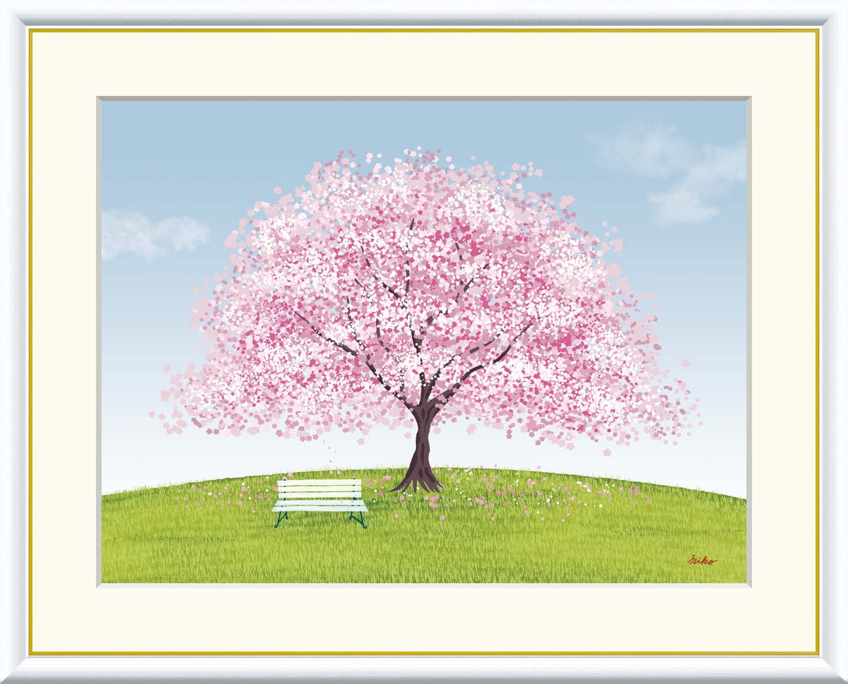 Rakuten - ＼マラソンP2倍＋クーポン／ 絵画 アート フレーム 鈴木みこと 桜 送料無料 J3-G004 F8 F6 F4 名画 複製 額 美術印刷 10年間品質保証 高精細 高品質