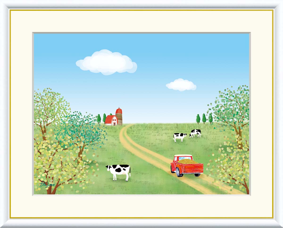 Rakuten - 絵画 アート フレーム 喜多一 牧場 送料無料 J3-H009 F8 F6 F4 名画 複製 額 美術印刷 10年間品質保証 高精細 高品質