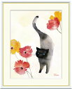 \P2倍+クーポン/ 絵画 アート フレーム 榎本早織 カーネーションと黒猫 送料無料 J3-Q002 F8 F6 F4 名画 複製 額 美術印刷 10年間品質...