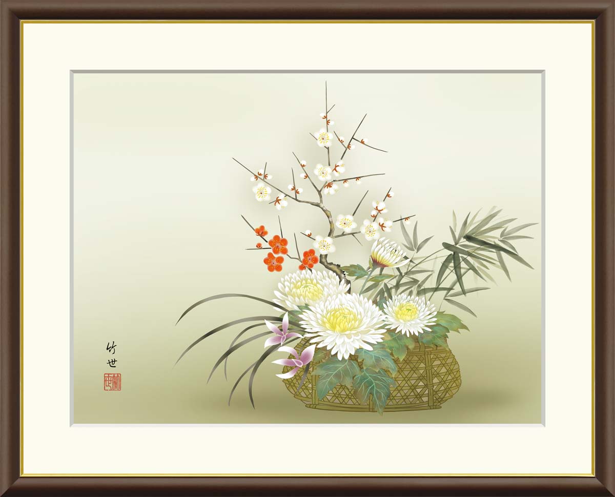 Rakuten - 絵画 アート フレーム 田村竹世 四君子 送料無料 J4-B006 F8 F6 F4 名画 複製 額 美術印刷 10年間品質保証 高精細 高品質