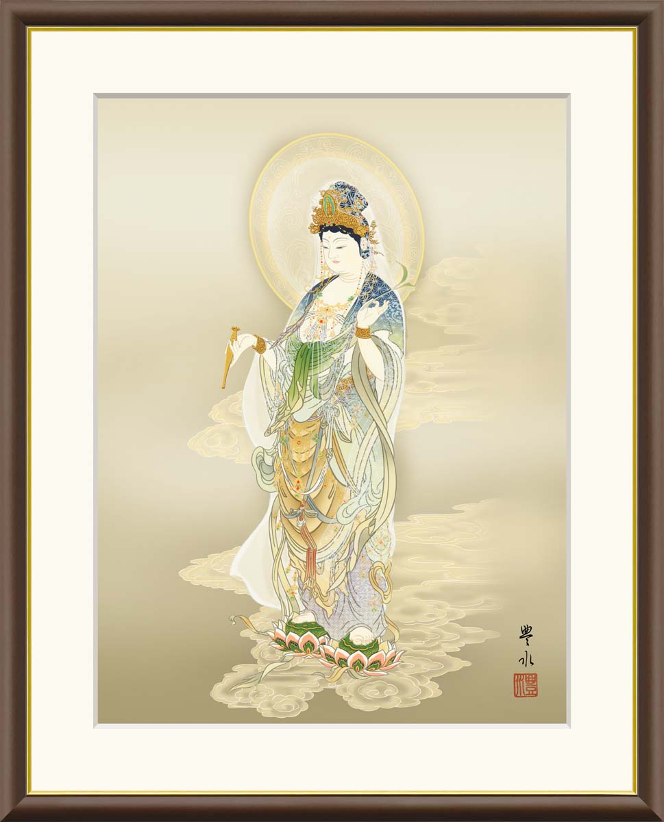 Rakuten - ＼マラソンP2倍＋クーポン／ 絵画 アート フレーム 天野豊水 聖観音 送料無料 J4-K003 F8 F6 F4 名画 複製 額 美術印刷 10年間品質保証 高精細 高品質