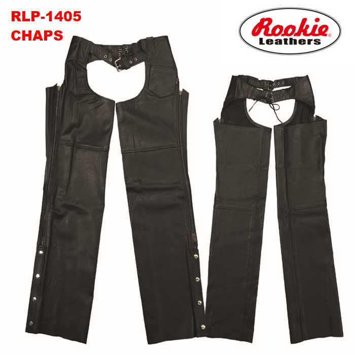 ルーキー ROOKIE RLP-1405 CHAPS チャップスタイプのレザーパンツ サイズ：S M L LL 3L 4L カラー：ブラック エンボス加工のレザーパンツ