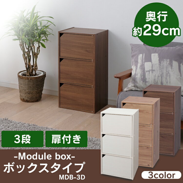 カラーボックス 3段 扉付 アイリスオーヤマ 幅36.6 奥行29 収納ボックス 棚 収納 ...