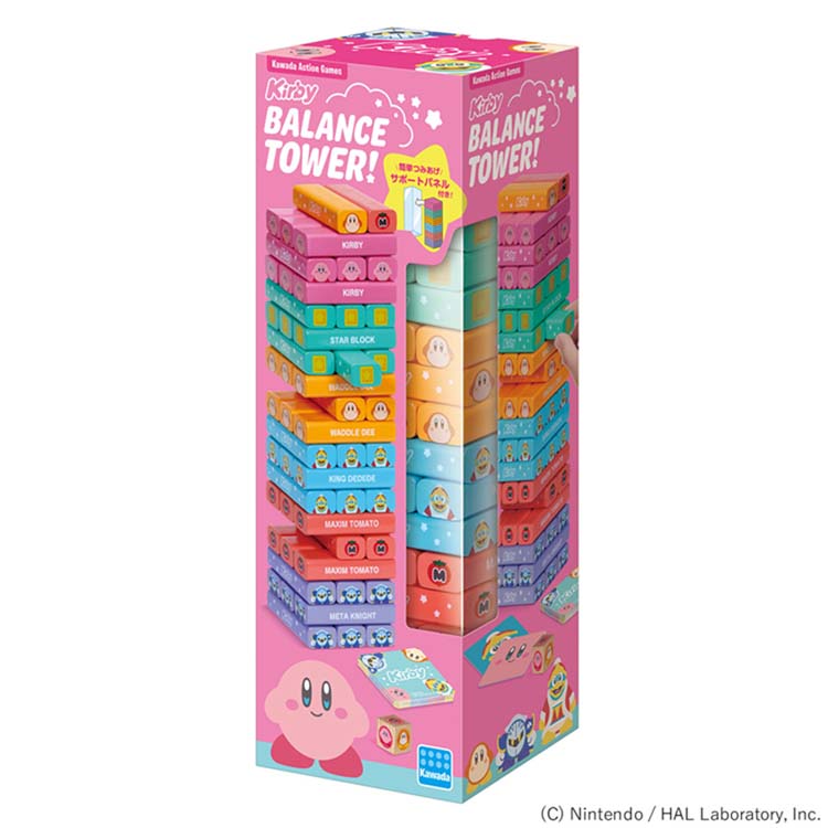 「星のカービィ」のかわいいイラストのブロックをどんどん積み上げるハラハラドキドキのバランスゲーム！カードとサイコロを使った2種類の遊びが楽しめる！サポートパネルがついているので、ゲームの準備とお片づけが簡単に！【遊び方】プレイ人数：1人以上...