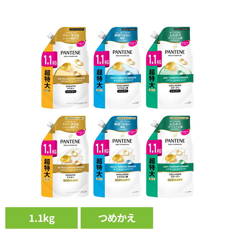 パンテーン 詰め替え 超特大1.1kg pantene P&G つめかえ用 ヘアケア ピーアンドジー パンテーン エクストラ_シャンプー モイスト_シャンプー エアリー_シャンプー エクストラ_コンディショナー モイスト_コンディショナー エアリー_コンディショナー