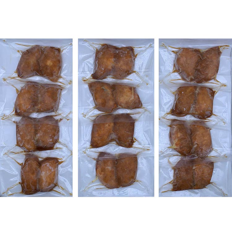 脂のりの良いさばをふっくらと揚げ、特製の甘辛だれをたっぷり絡めた「さばたれかつ」。すでに調理済みなので、温めるだけで手軽に食べられる即食タイプです。【内容量】2枚（100g）×12P【保存方法】-18℃以下保存●原材料さばかつ（中国製造）、フライソース（醤油、砂糖、ぶどう糖果糖液糖、水あめ、米発酵調味料、蛋白加水分解物、黒糖蜜、醸造酢（りんご酢）、たまねぎエキス、寒天、香辛料、微結晶セルロース）、発酵調味料、なたね油／調味料（アミノ酸）、増粘剤（キサンタンガム、グァーガム）、酒精、セルロース、着色料（カラメル色素）、着色料（パプリカ色素）、加工澱粉、香辛料抽出物、香料●成分栄養成分表示（100g当たり）熱量218kcal、たんぱく質11.1g、脂質9.1g、炭水化物22.7g、食塩相当量1.2g（推定値）●原産国：日本●アレルギー物質小麦・さば・大豆・りんご※沖縄・離島配送不可本商品はメーカーより直接お届けするため、ご注文後のキャンセル・返品・内容変更は承れません。（検索用：さば 惣菜 たれかつ 冷凍 温めるだけ 甘辛 ）最強翌日配送対象商品に関するご案内 最強翌日配送対象商品・対象地域に該当する場合は最強翌日配送マークがご注文カゴ近くに表示されます。 最強翌日配送可能なお支払方法は【クレジットカード、代金引換、全額ポイント支払い】のみとなります。 下記の場合は最強翌日配送対象外となります。 ・15点以上ご購入いただいた場合 ・時間指定がある場合 ・ご注文時備考欄にご記入がある場合 ・決済処理にお時間を頂戴する場合 ・郵便番号や住所に誤りがある場合 ・最強翌日配送対象外の商品とご一緒にご注文いただいた場合 ・お届け先住所文字数が40文字以上の場合