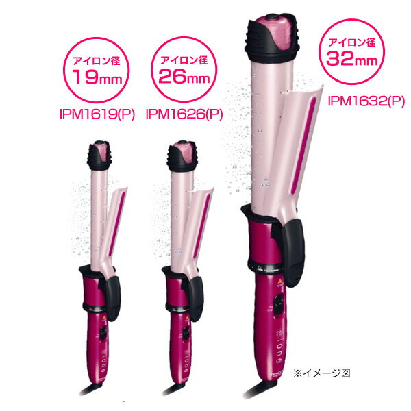 TESCOM(テスコム)　マイナスイオン　スチームヘアーアイロン　19mm径・26mm径・32mm径　ピンク　IPM1619-P・IPM1626-P・IPM1632-P【KM】【TC】【カールアイロン ion カール ストレート 2way 3way コテ コンパクト ミニコテ スチームアイロン】