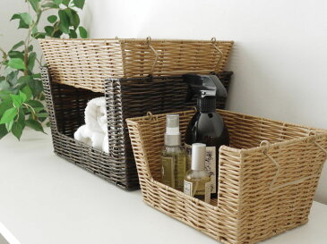 WICKER BASKET シェルフ L A354BRかご カゴ バスケット 収納 おしゃれ プラスチック バスケット収納 収納ボックス ランドリーバスケット 現代百貨 ブラウン ナチュラル【TC】