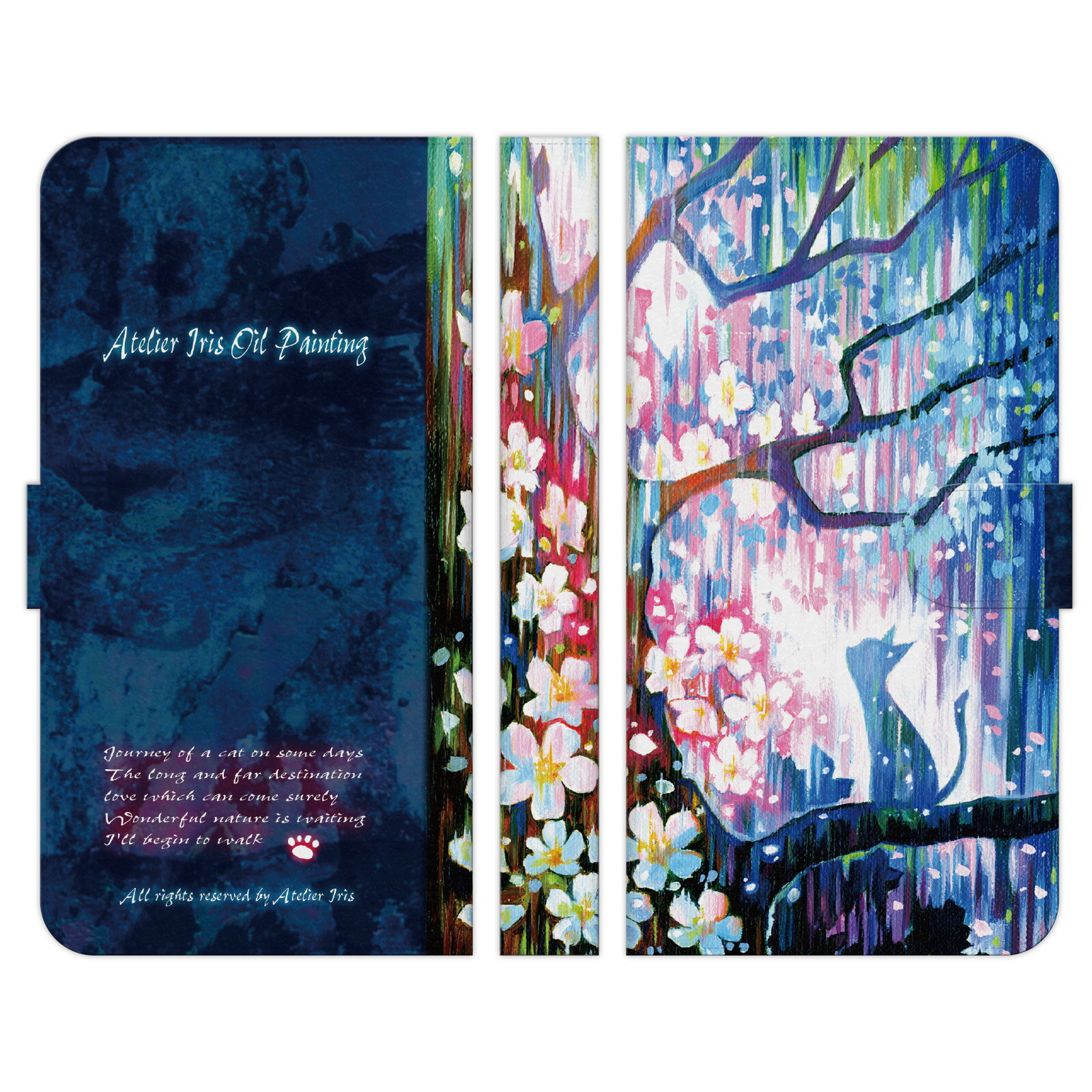 Galaxy Note8 / SC-01K SCV37 手帳型 スマホ ケース カバー 桜さらさら アトリエアイリス 猫 桜 どうぶつ 花 春 きれい かわいい Samsung サムスン ギャラクシー Android au docomo softbank アンドロイド エーユー オーダーメイド おしゃれ おすすめ オリジナル お祝い