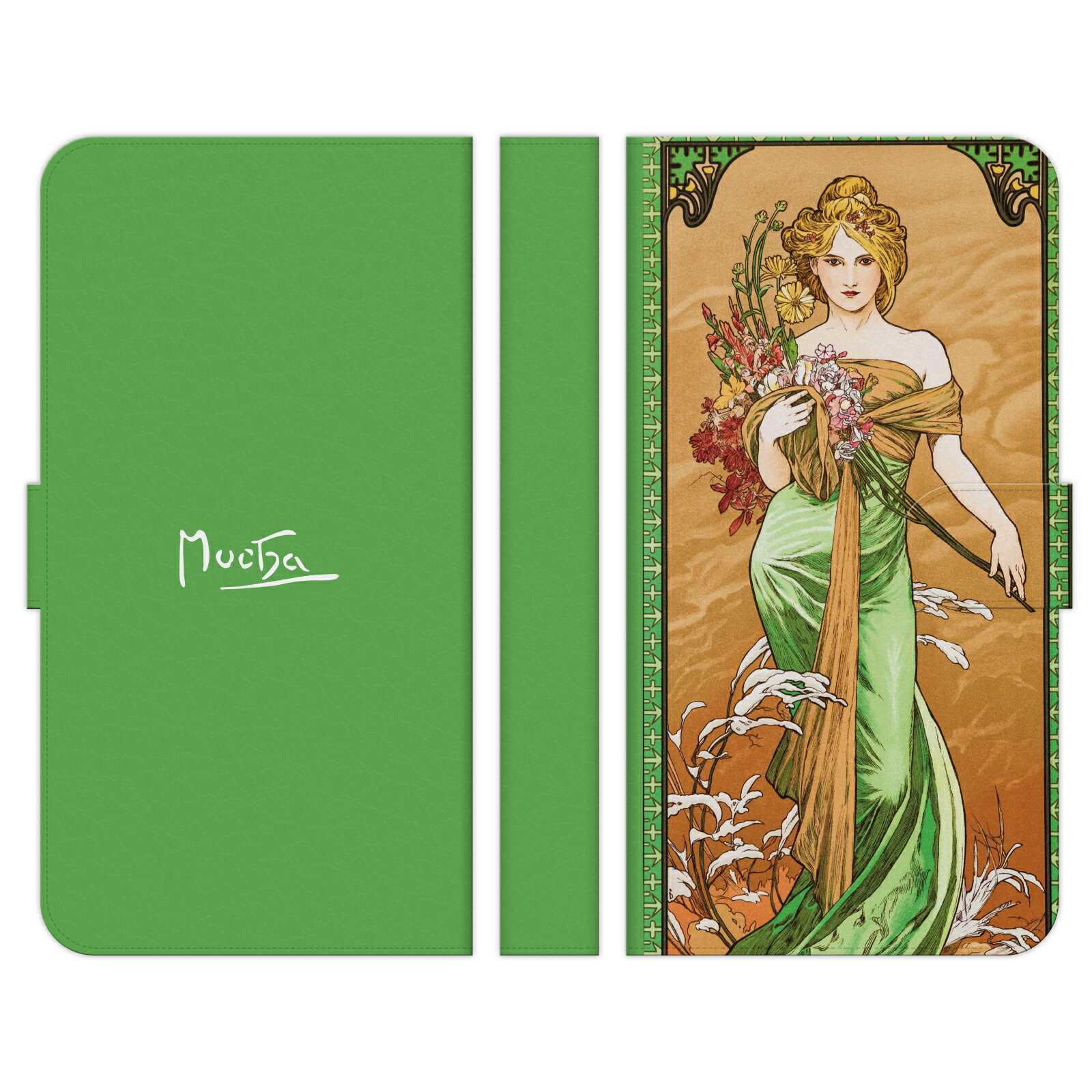 LG style3 L-41A 手帳型 スマホ ケース カバー ミュシャ 四季 春 C 連作 the four seasons les saisons 乙女 髪飾り alphonse mucha 版画 リトグラフ レース 人物 花 花びら 草木 花柄 アール ヌーボー アルフォンス 名作 名画 画家 絵画 西洋画 ヴィンテージ おもしろ