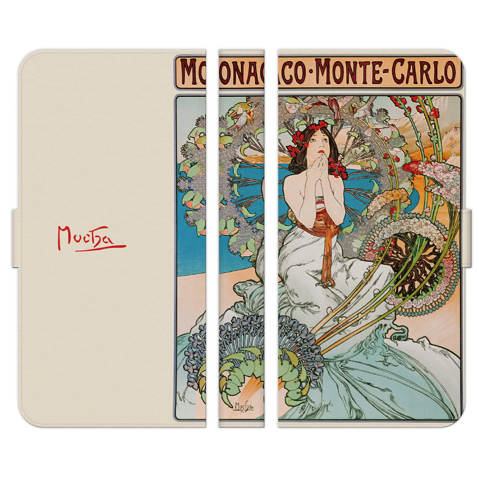 手帳型 マルチ スマホ ケース カバー brains ミュシャ モナコ モンテカルロ alphonse mucha monaco monte carlo 版画 リトグラフ レース 人物 花 花びら 草木 花柄 アール ヌーボー アルフォンス 名作 名画 画家 絵画 西洋画 ヴィンテージ おもしろ ユニーク 個性的 ペア